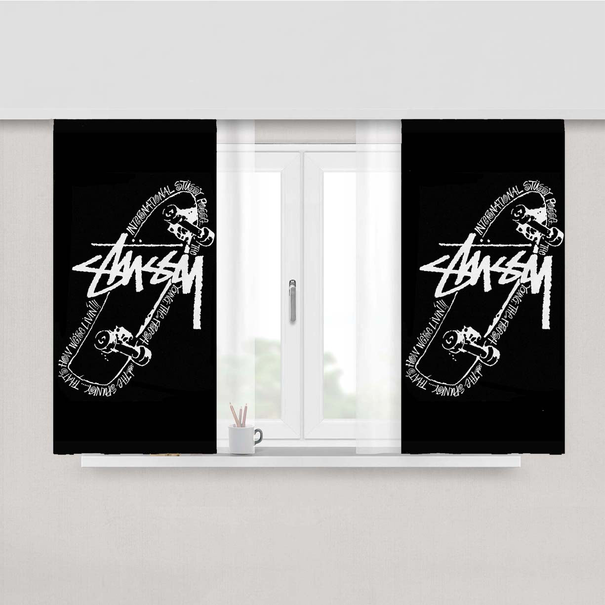 Stussy World Tour Peach Skin Window Curtains