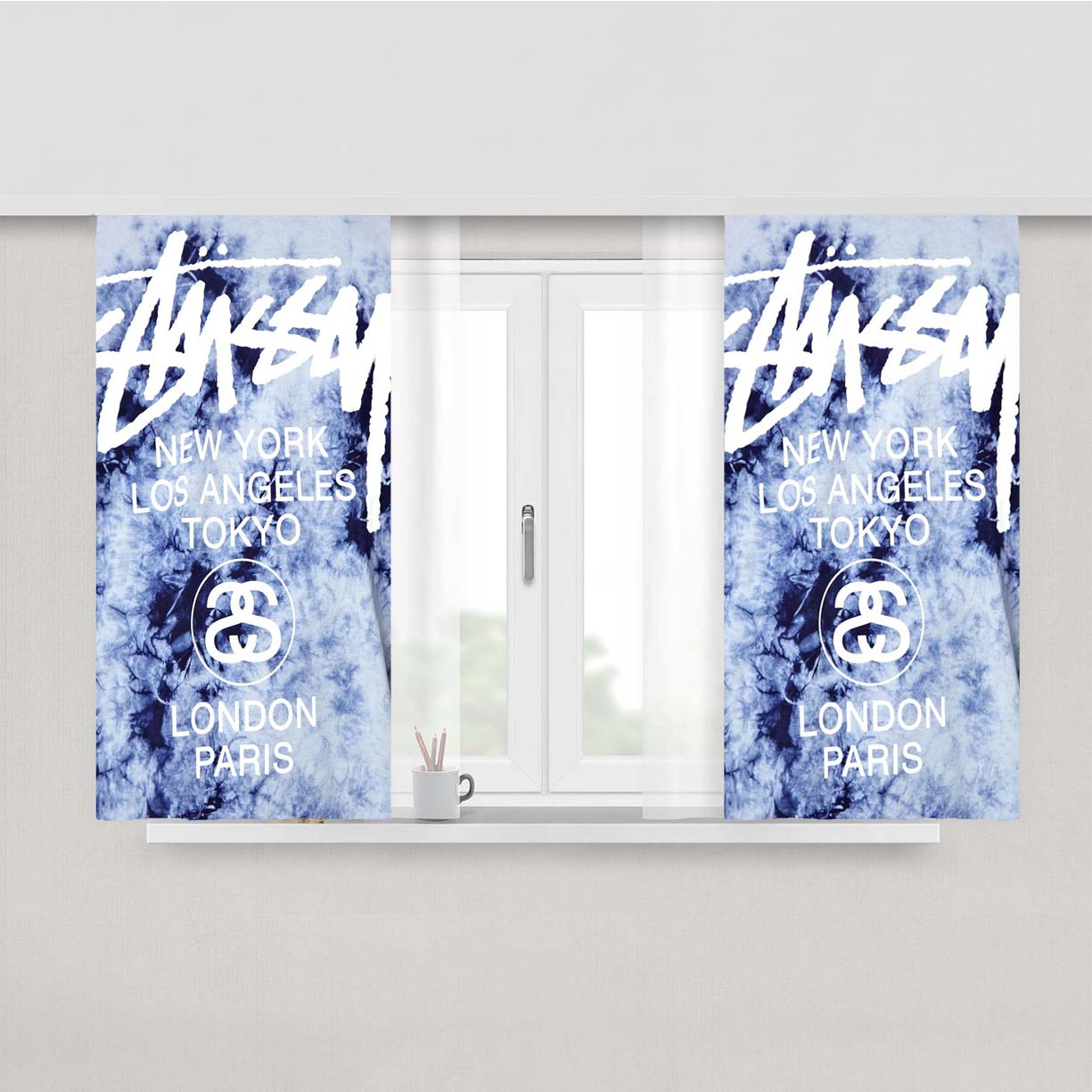 Stussy World Tour Baseball Peach Skin Window Curtains