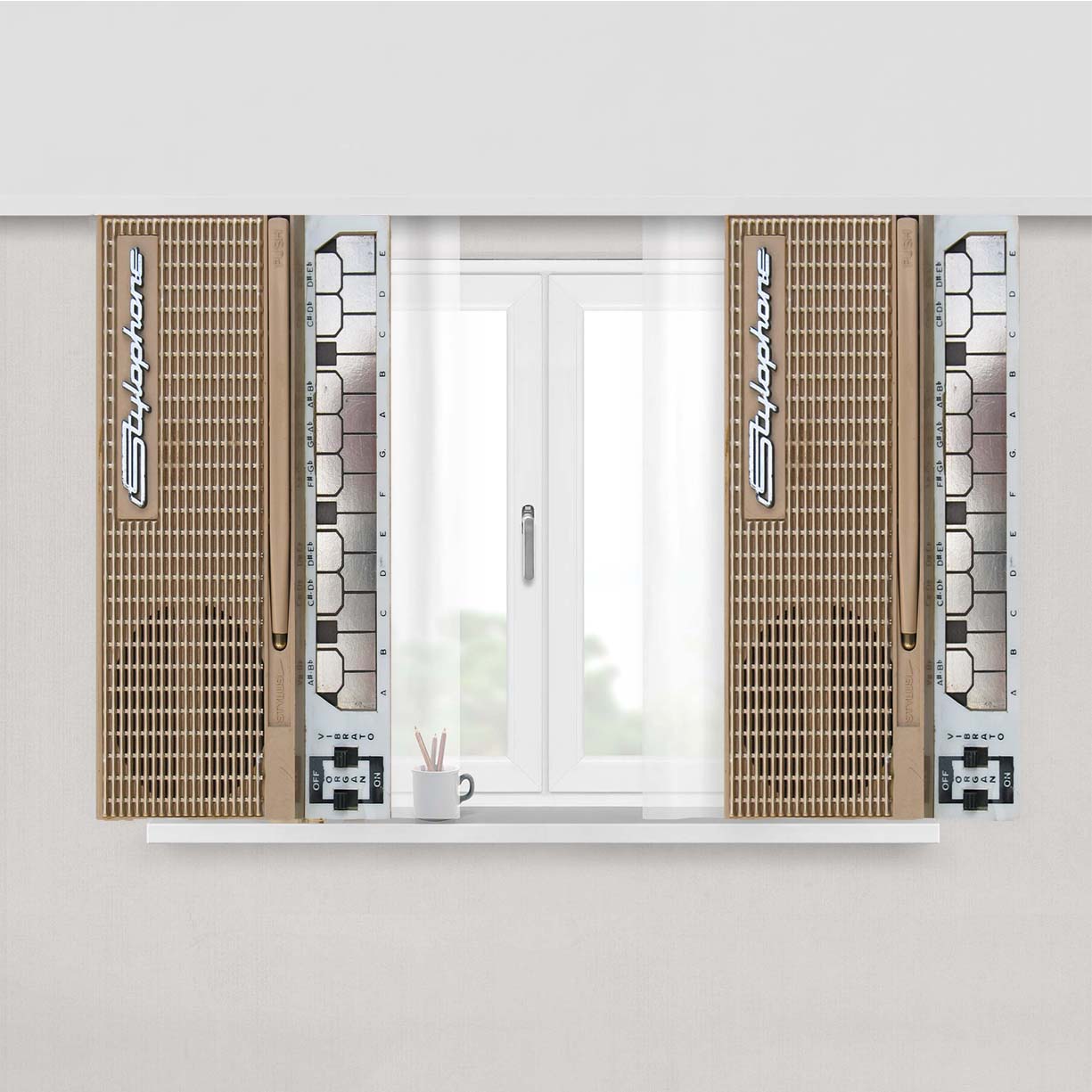 Stylophone Bass Peach Skin Window Curtains
