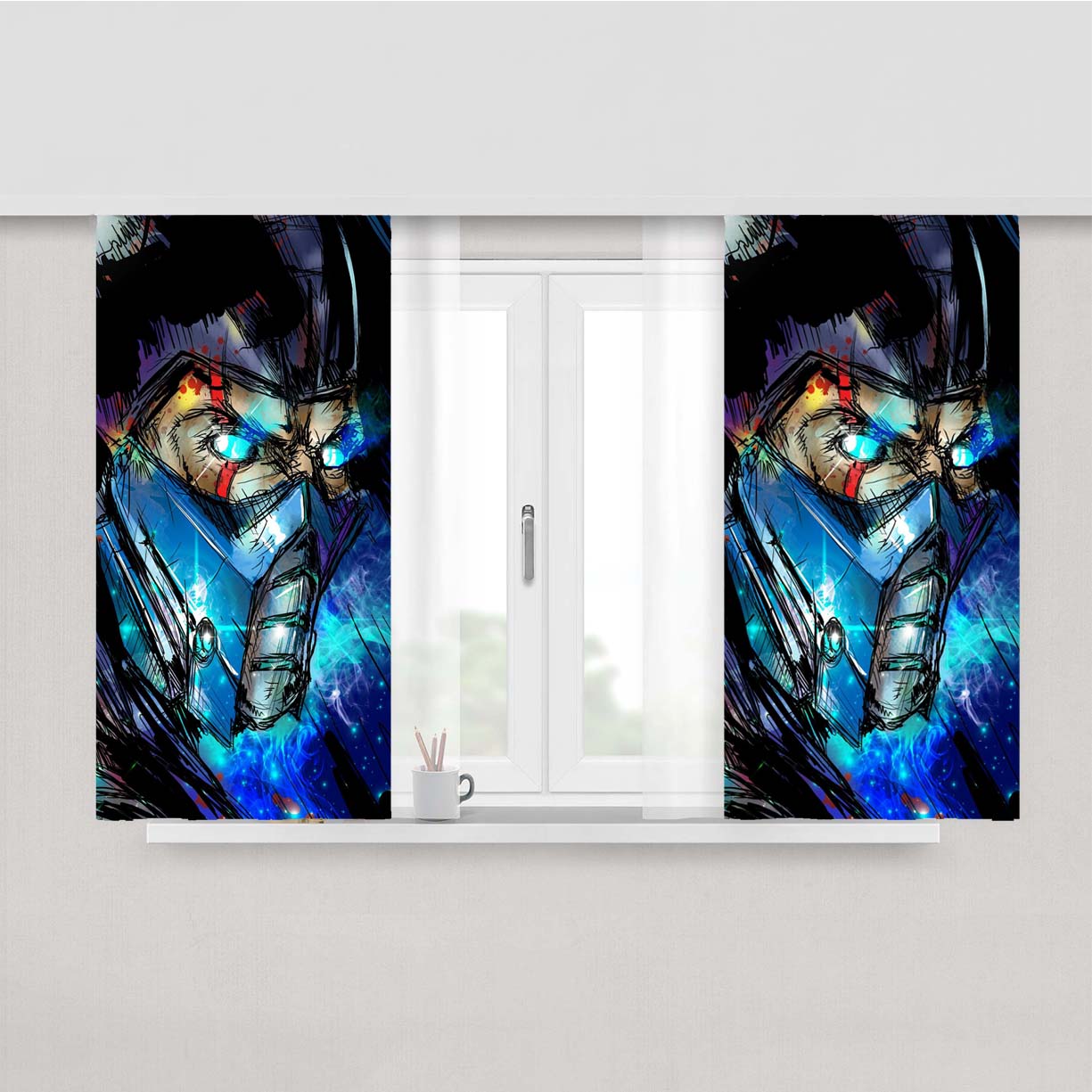 Sub Zero Artwork Peach Skin Window Curtains