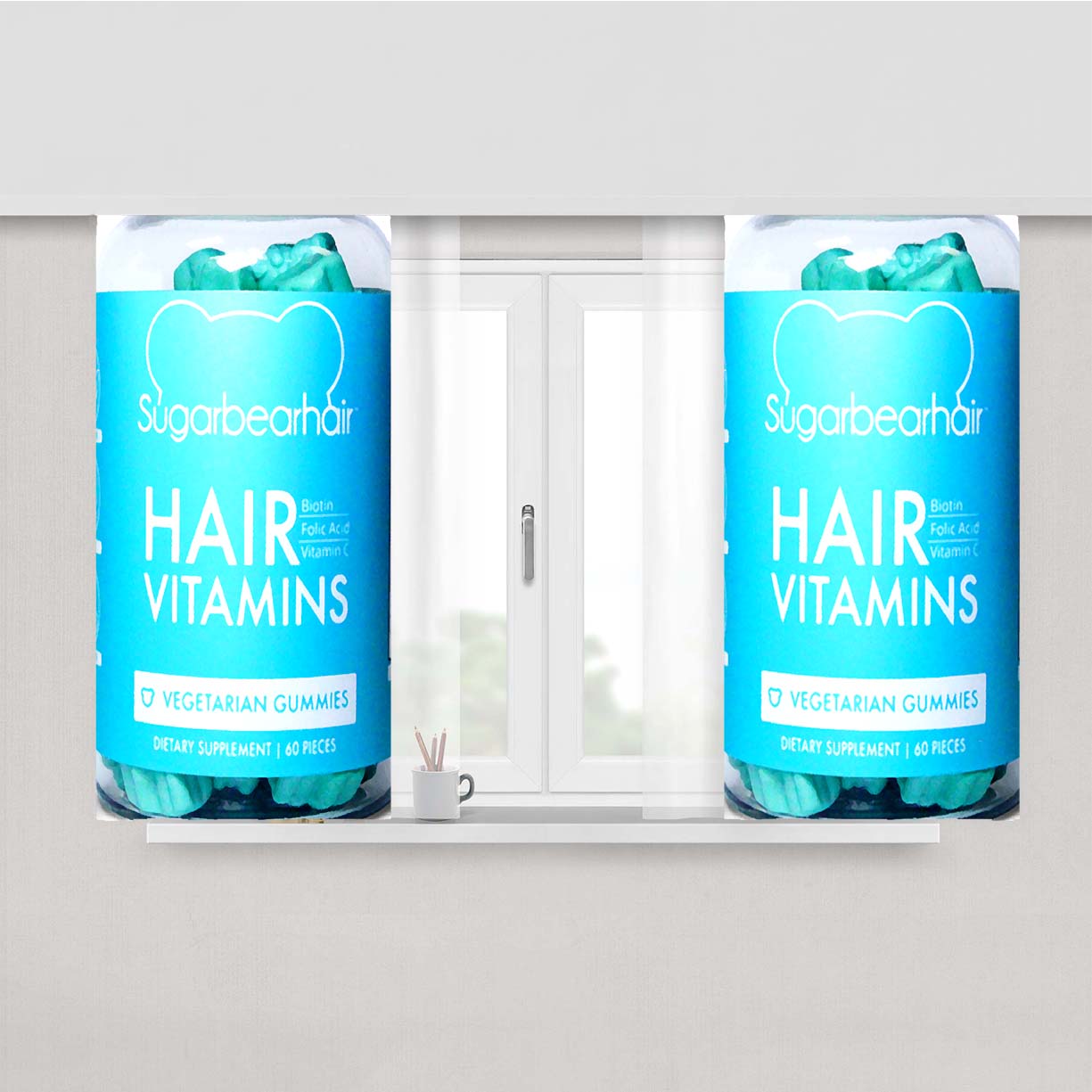 Sugarbear Hair Vitamins Blue Peach Skin Window Curtains