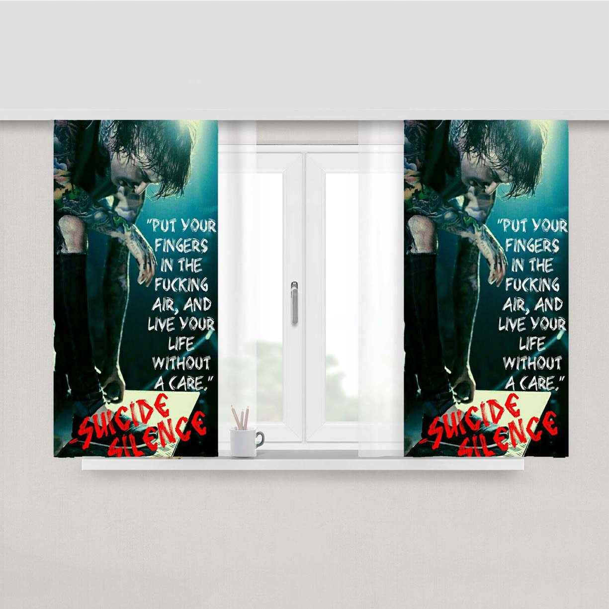 Suicide Silence Put Your Fingers Peach Skin Window Curtains