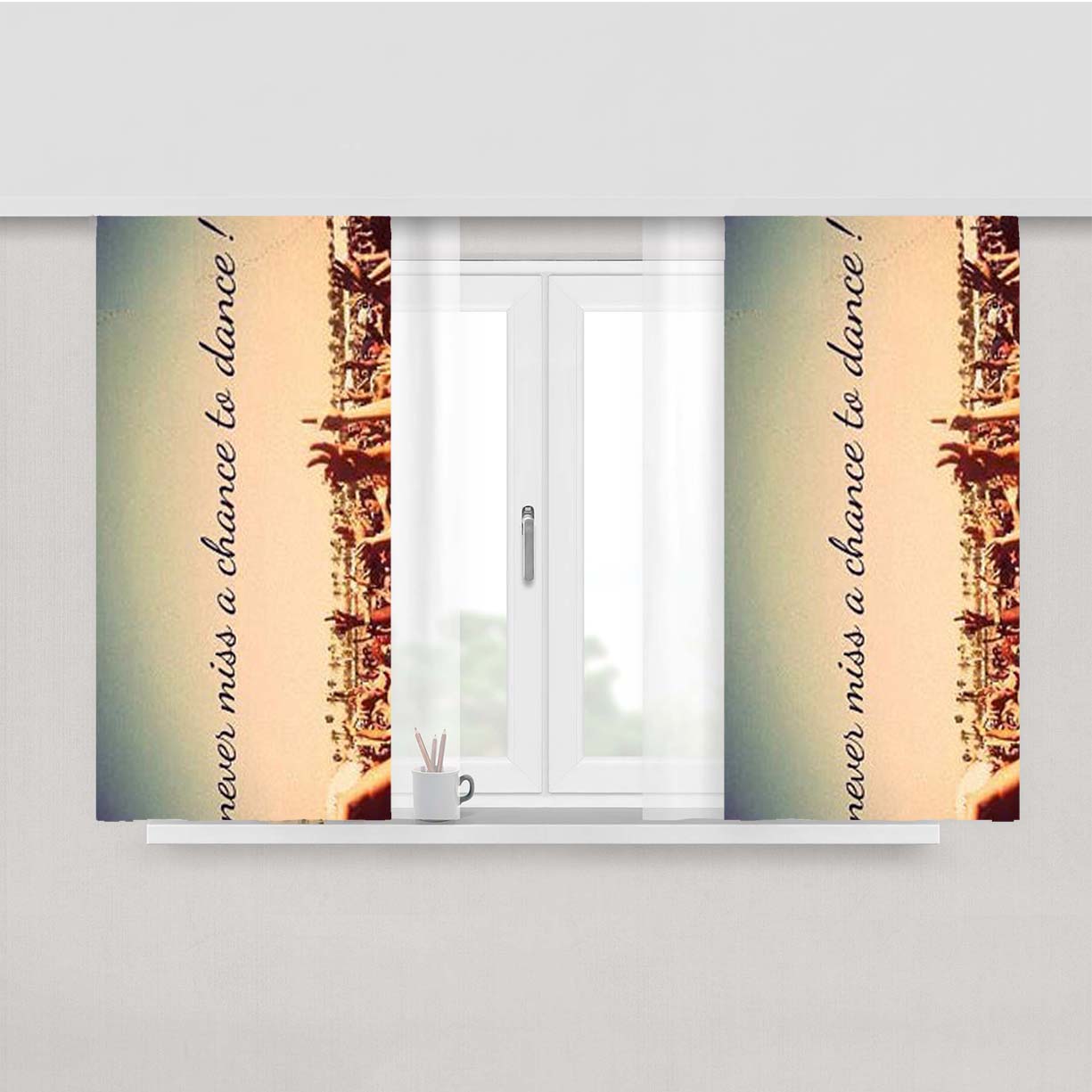 Summer Dance Cute Saying Peach Skin Window Curtains