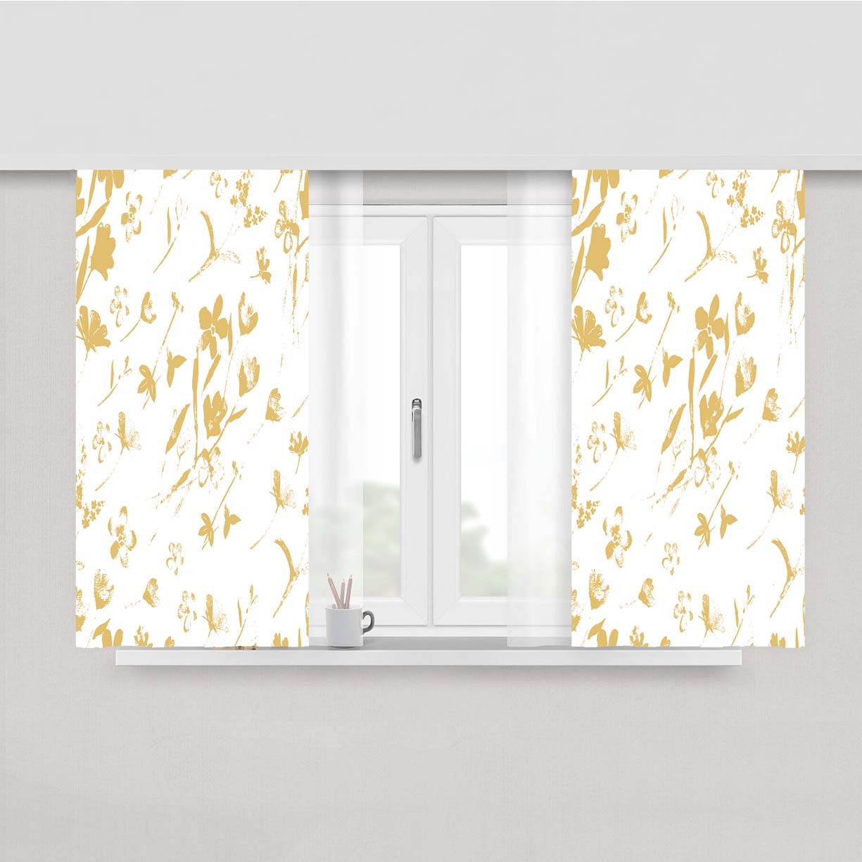 Summer Printed Flower Peach Skin Window Curtains
