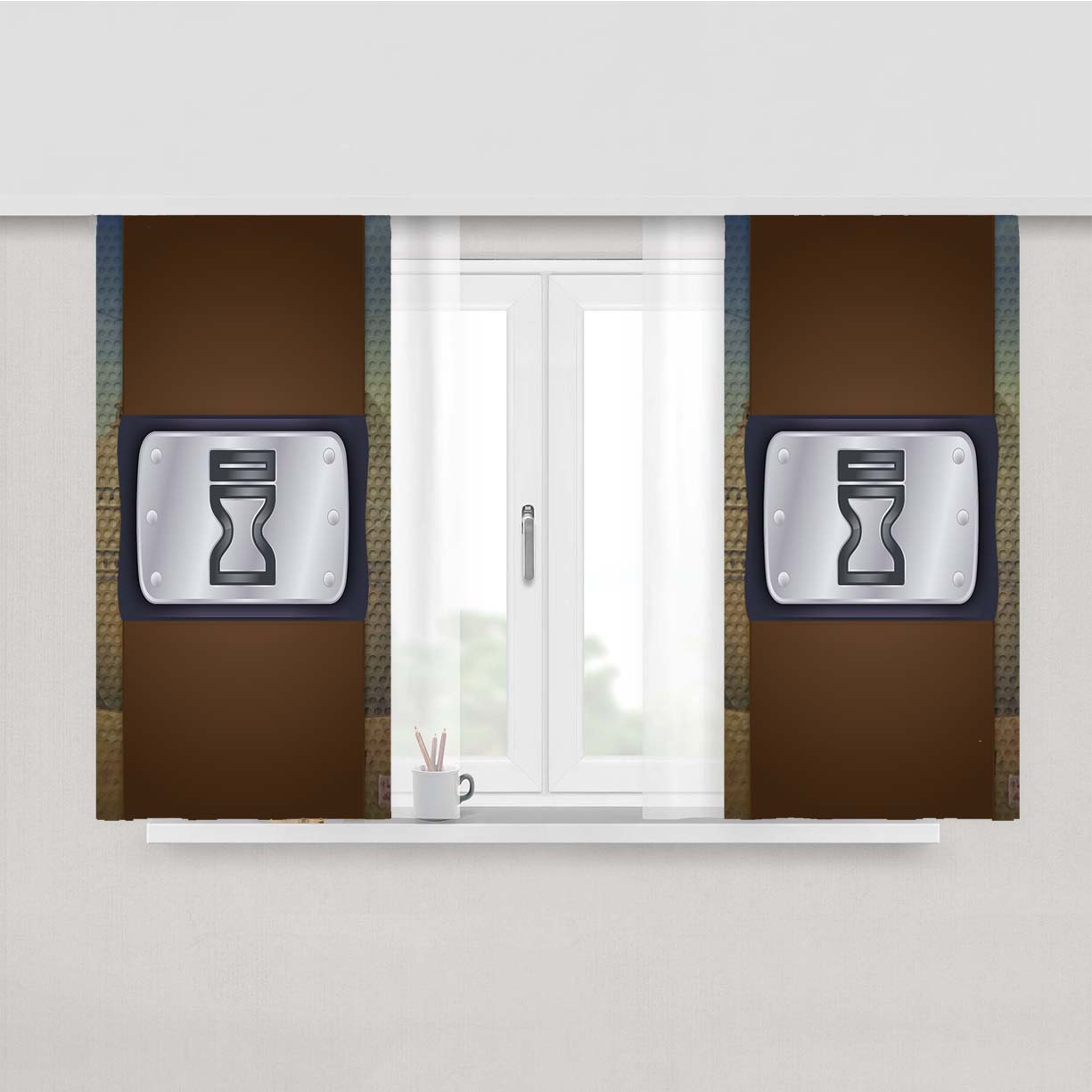 Sunagakure Village Symbol Peach Skin Window Curtains