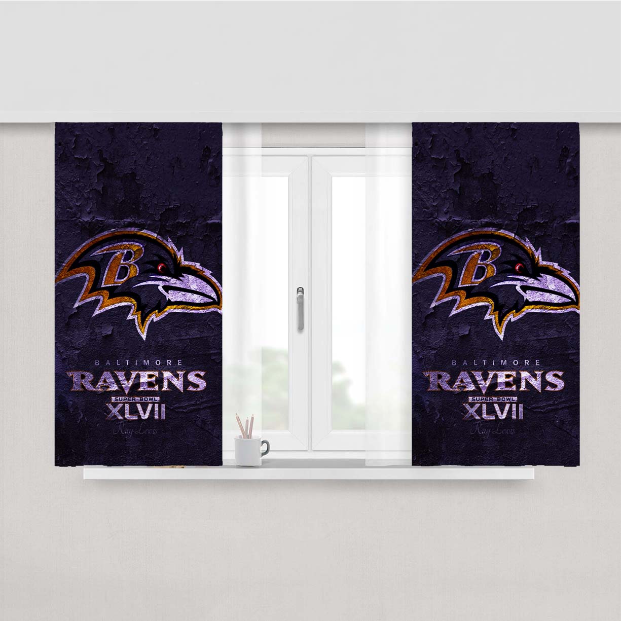 Super Bowl 2013 Baltimore Ravens Wallpaper Peach Skin Window Curtains