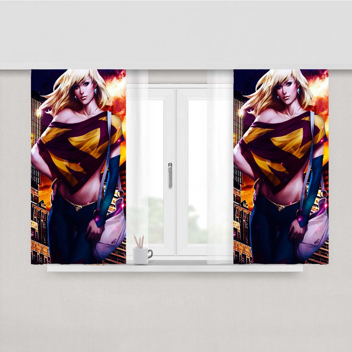 Super Girl Swag Peach Skin Window Curtains