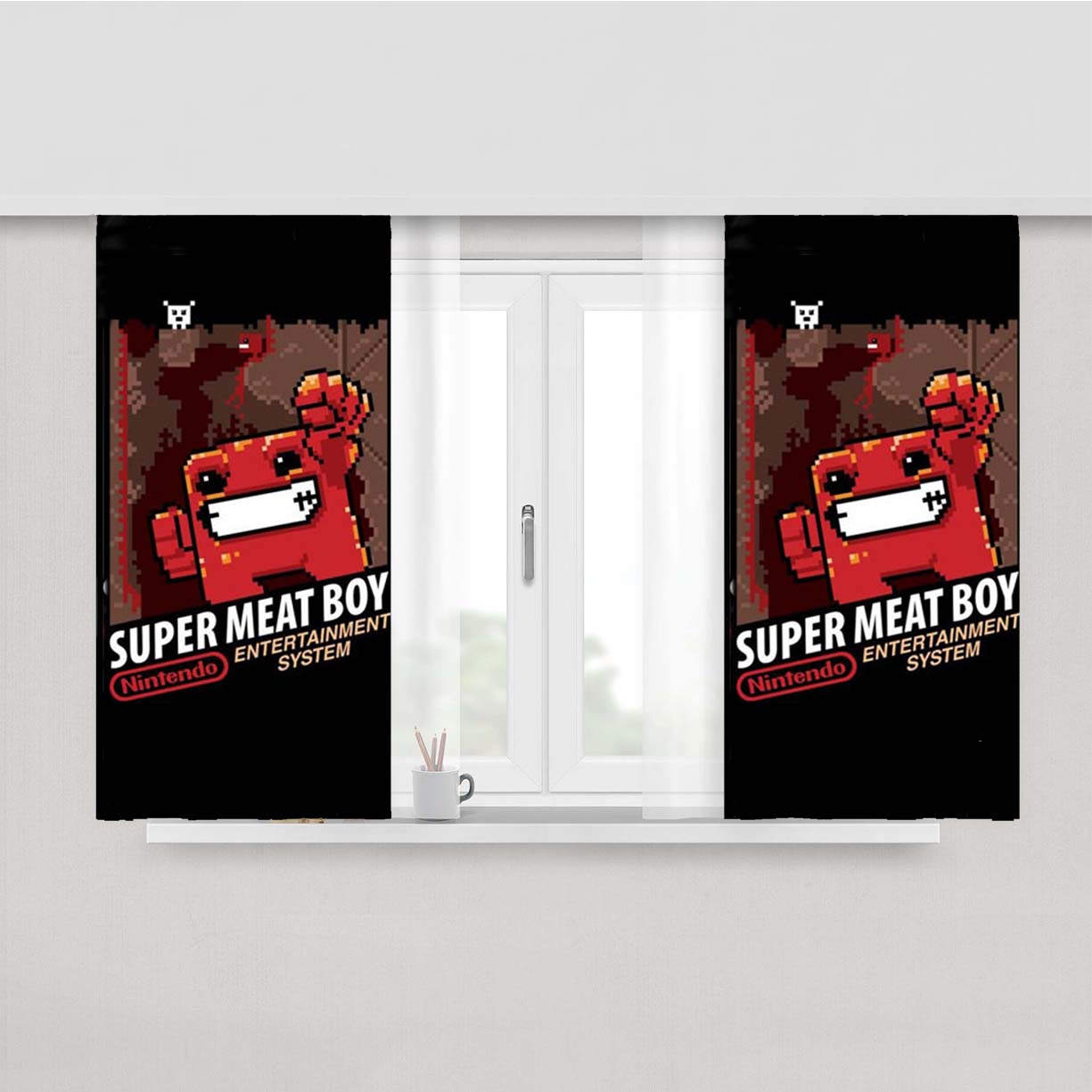 Super Meat Boy Game Peach Skin Window Curtains