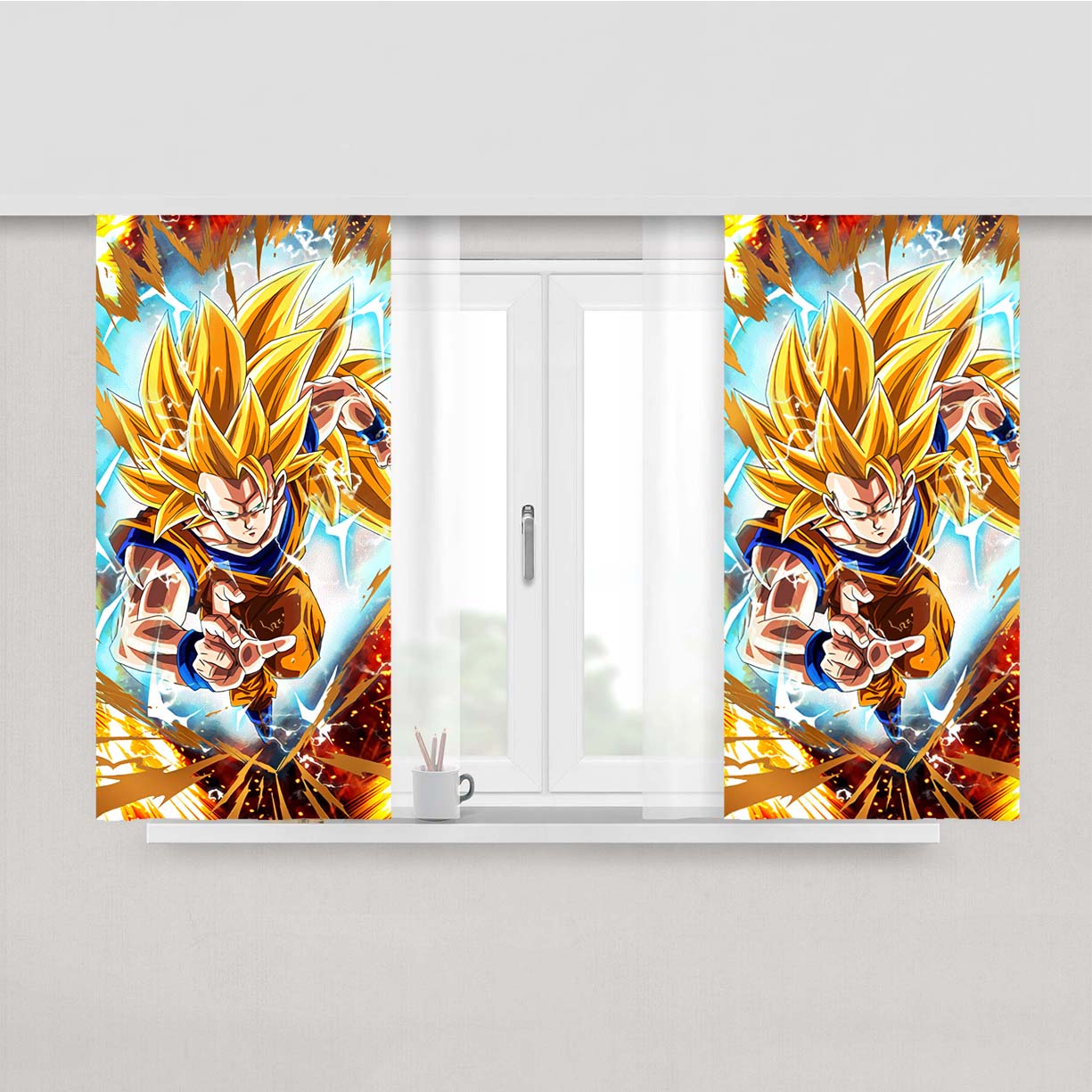 Super Saiyan 3 Peach Skin Window Curtains