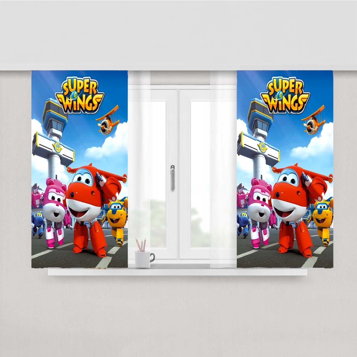 Super Wings Peach Skin Window Curtains