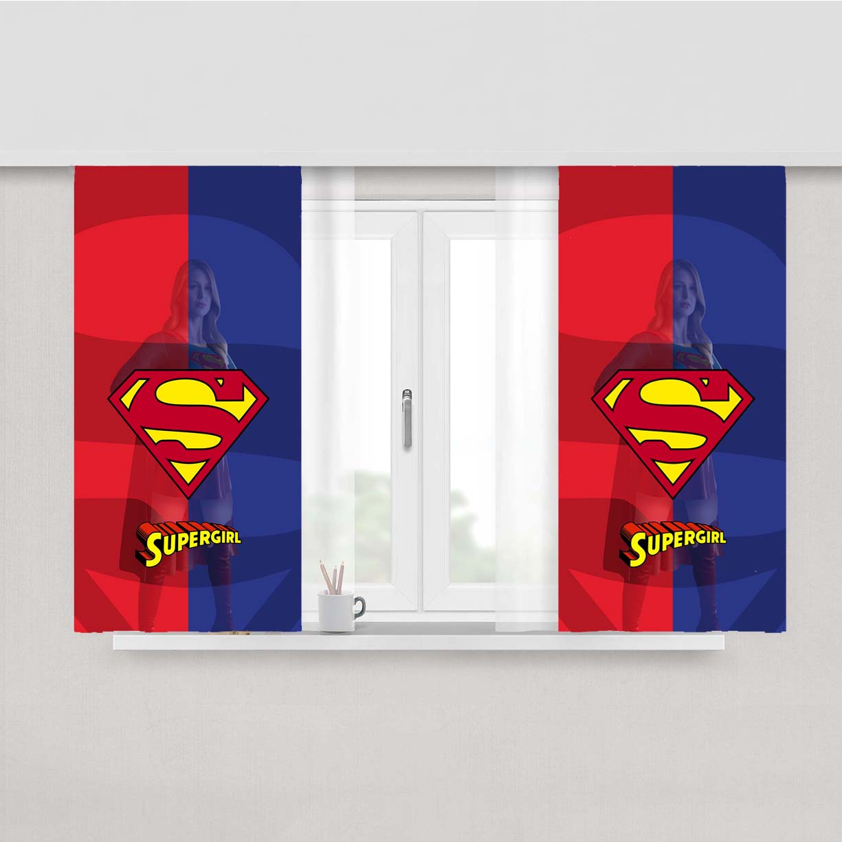 Supergirl Phone Wallp Peach Skin Window Curtains