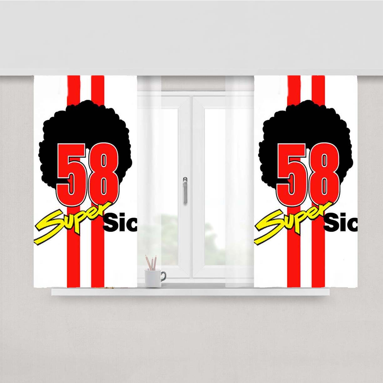 Supersic Marco Simoncelli Curly Hair Peach Skin Window Curtains