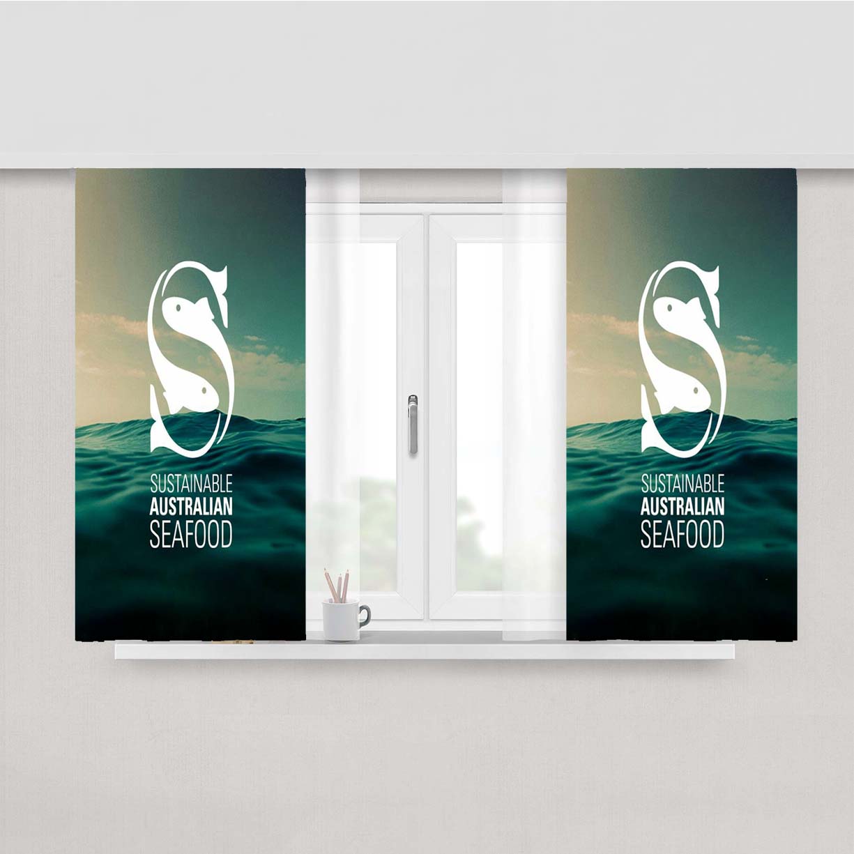 Sustainable Australian Seafood Peach Skin Window Curtains
