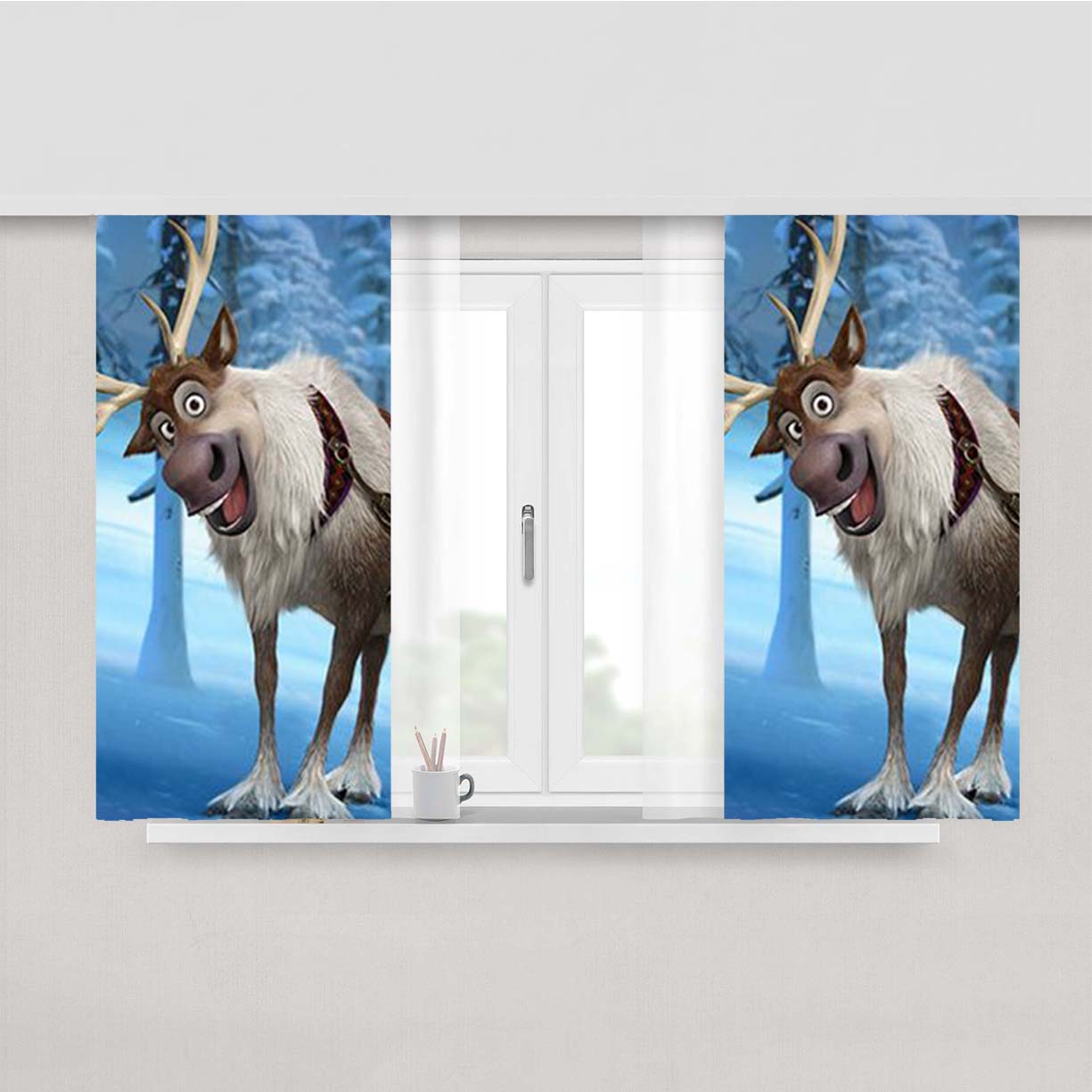 Sven Frozen Movie Peach Skin Window Curtains