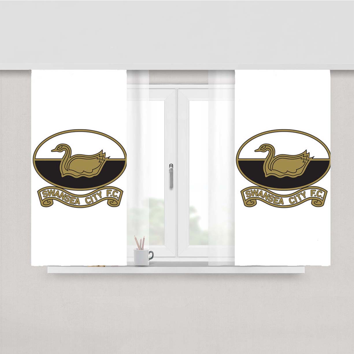 Swansea City Fc Peach Skin Window Curtains