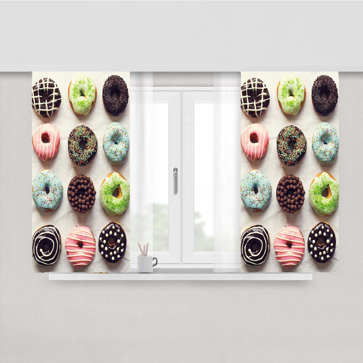 Sweet Donnuts Peach Skin Window Curtains