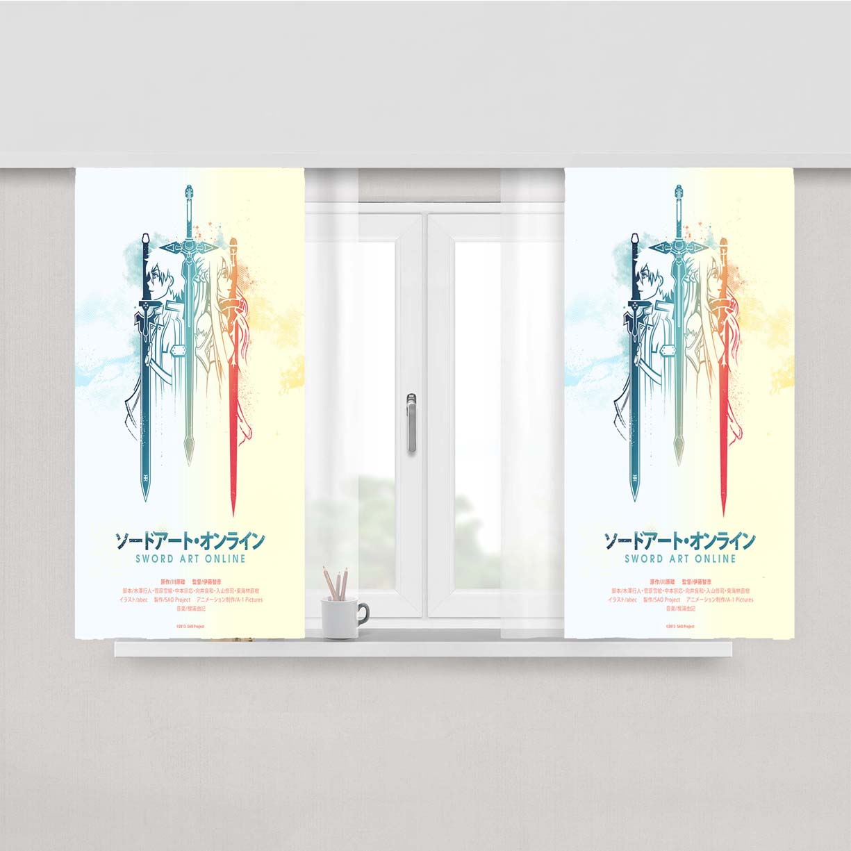 Sword Art Duo Peach Skin Window Curtains