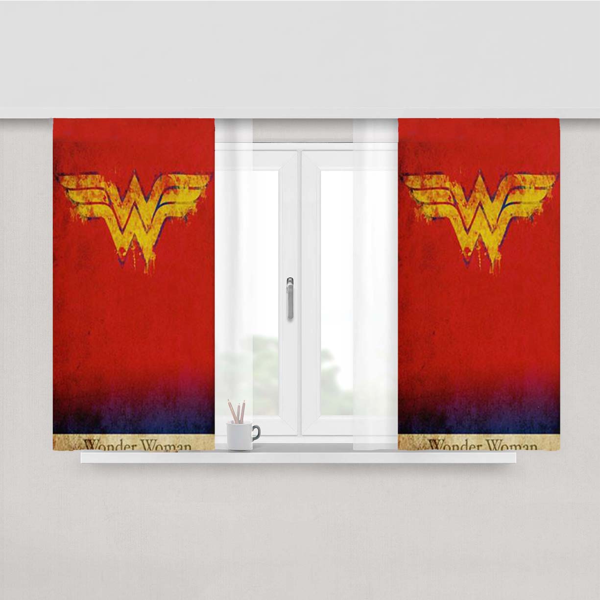 Symbol Wonder Woman Peach Skin Window Curtains