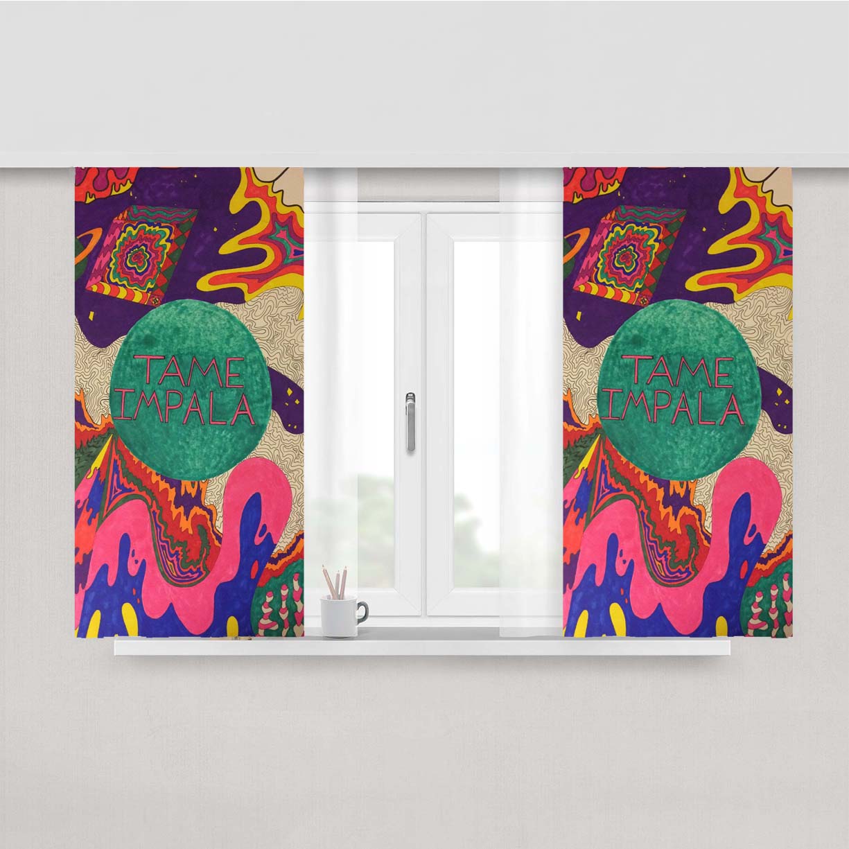Tame Impala Band Trippy Peach Skin Window Curtains
