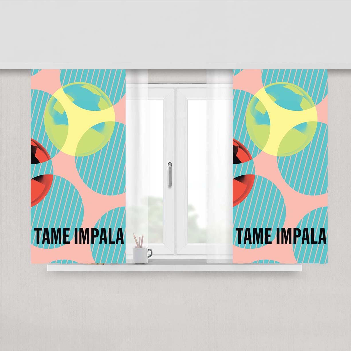 Tame Impala Band Trippy Acid Peach Skin Window Curtains