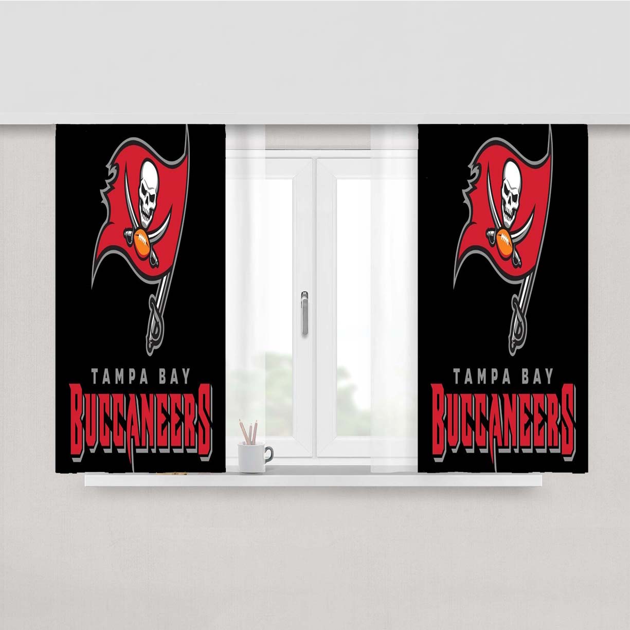 Tampa Bay Buccaneers Bucs Peach Skin Window Curtains