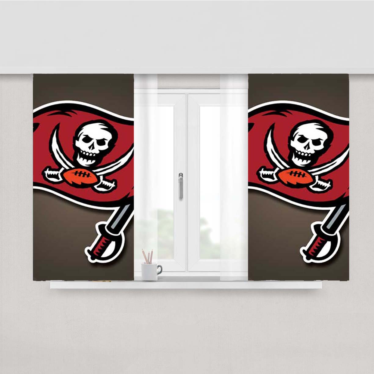 Tampa Bay Bucs Flag Fade Peach Skin Window Curtains