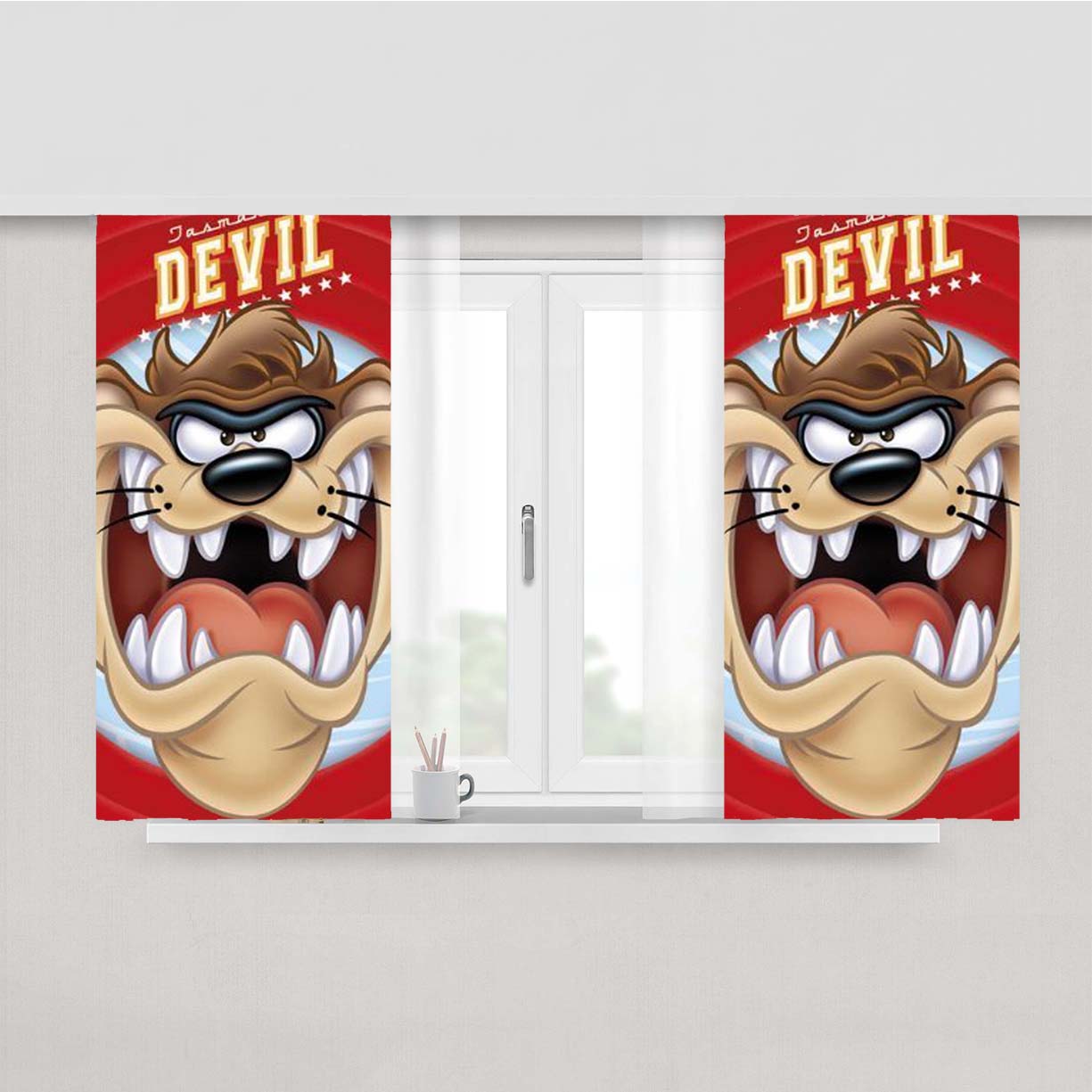 Tasmanian Devil Peach Skin Window Curtains