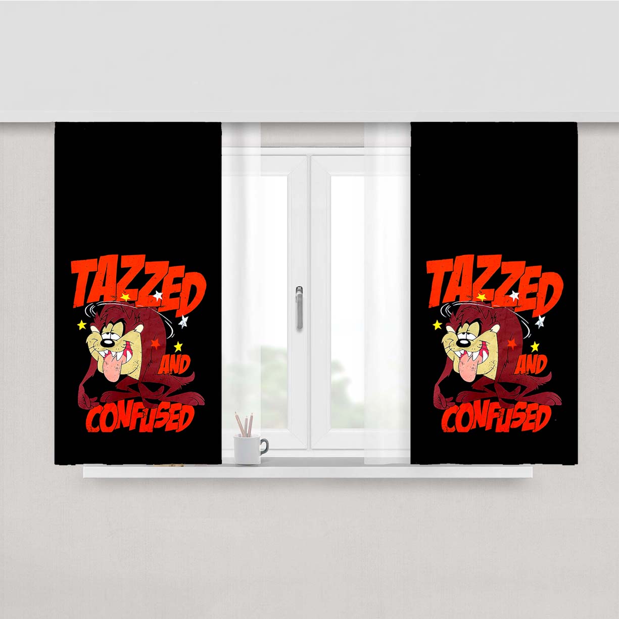 Taz-Mania Confised Tazz Peach Skin Window Curtains