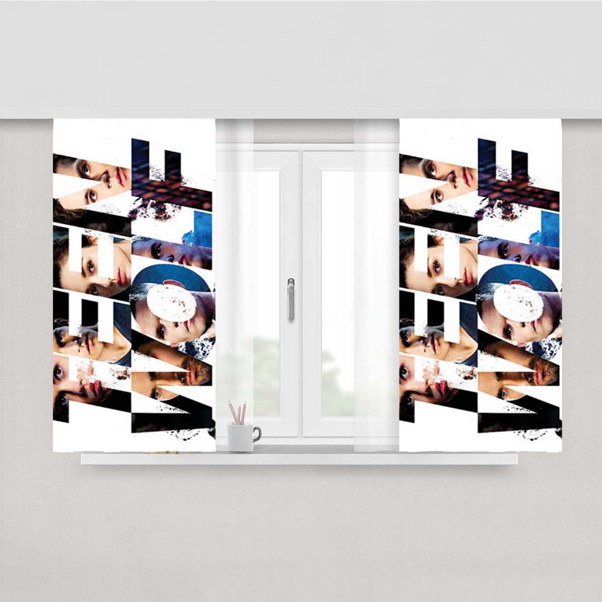 Teen Wolf Logo Mask Peach Skin Window Curtains