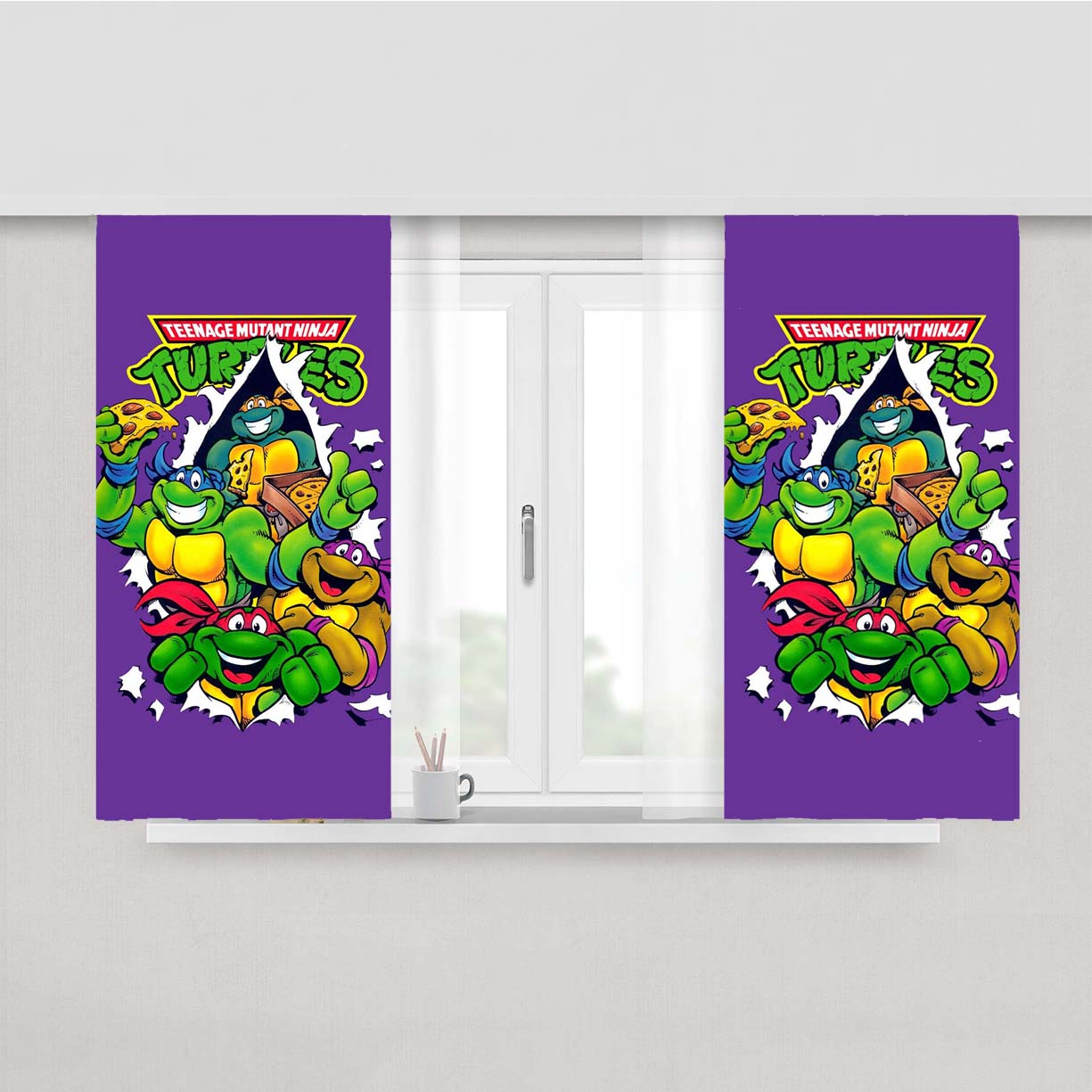 Teenage Mutant Ninja Turtle Pizza Peach Skin Window Curtains