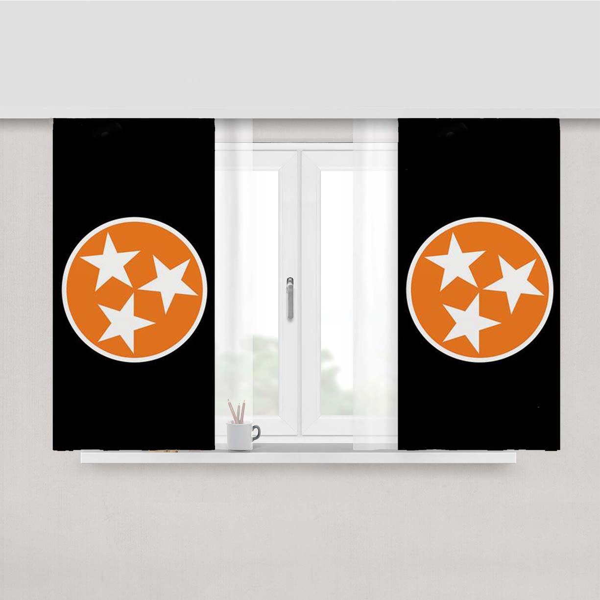 Tennessee Orange Tristar Peach Skin Window Curtains