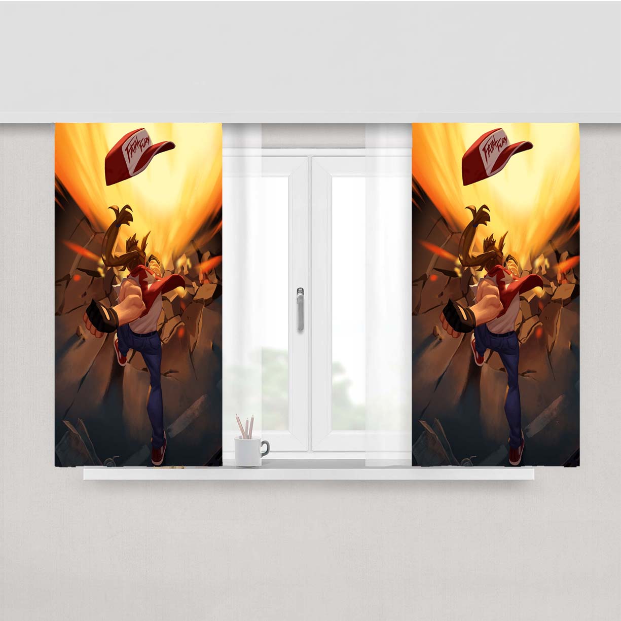 Terry Bogard Punch Peach Skin Window Curtains