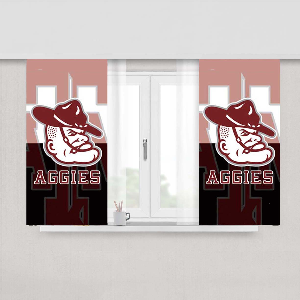 Texas A M Face Fade Peach Skin Window Curtains