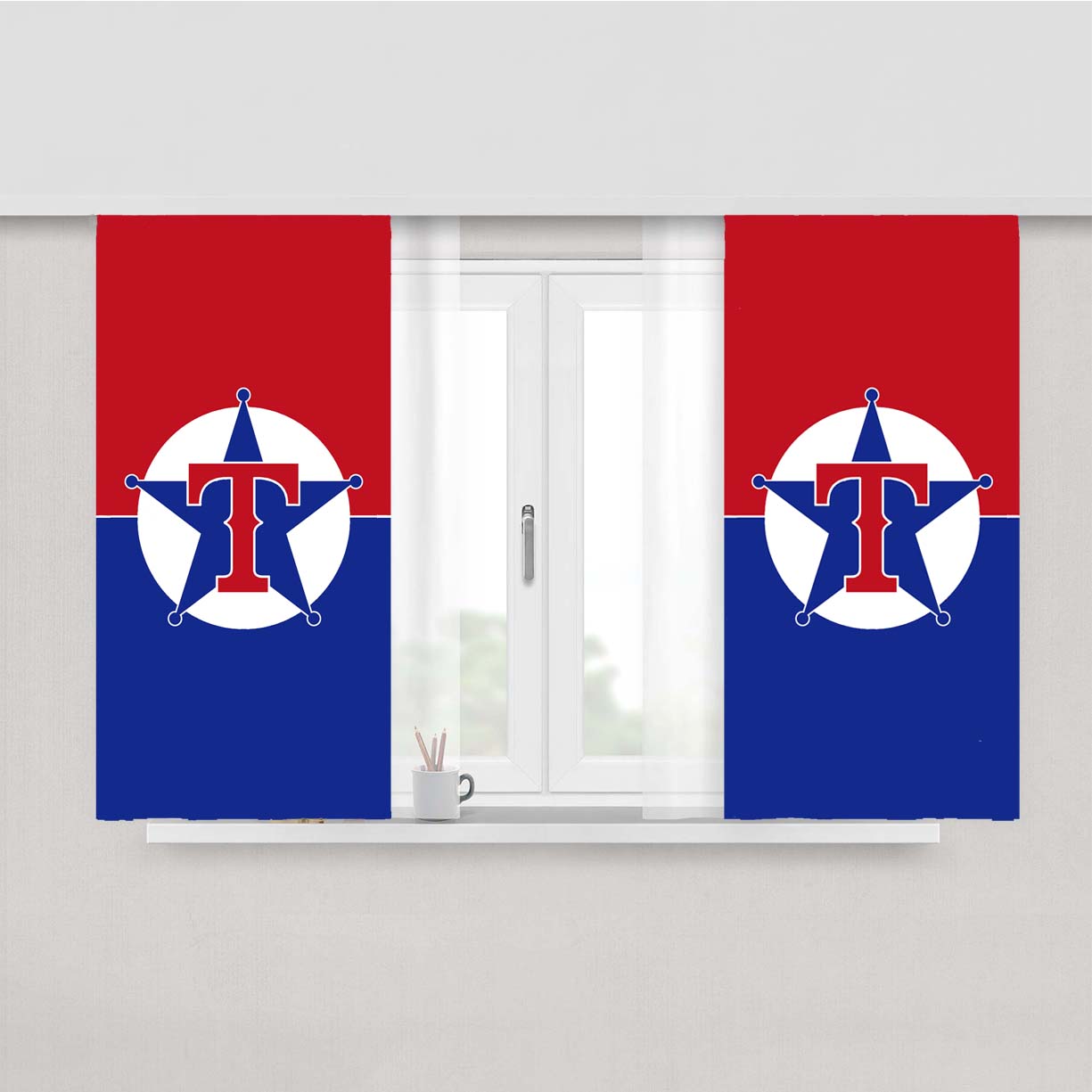 Texas Rangers Rebrand Peach Skin Window Curtains
