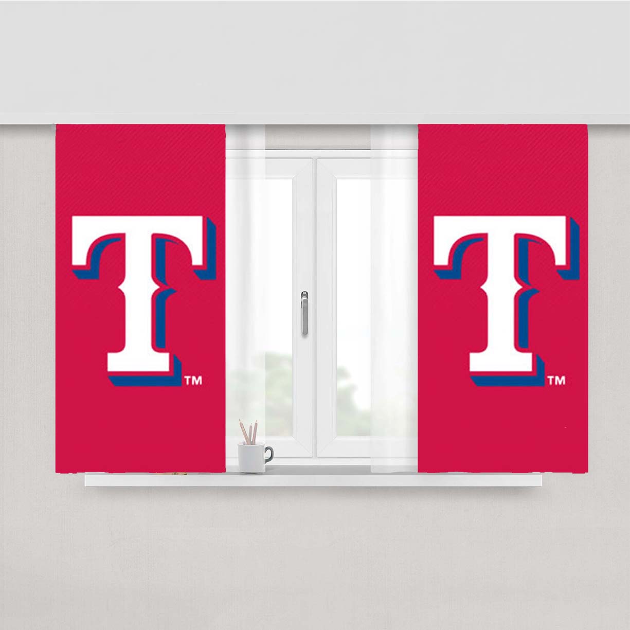 Texas Rangers Red Peach Skin Window Curtains