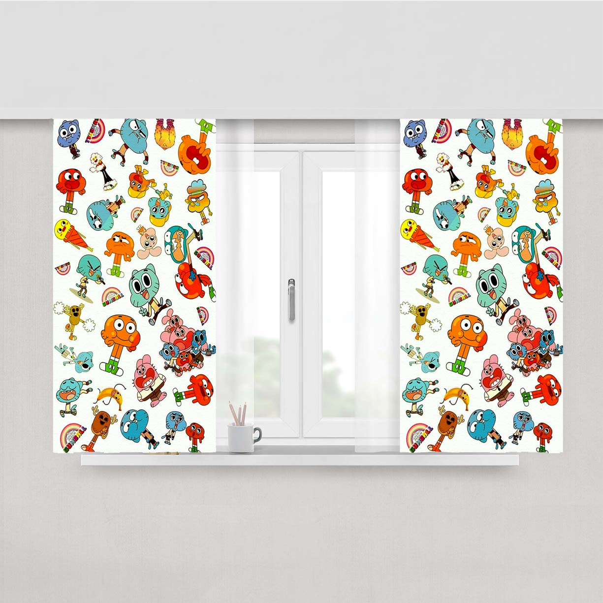 The Amazing World Of Gumball Canvas Character Peach Skin Window Curtains