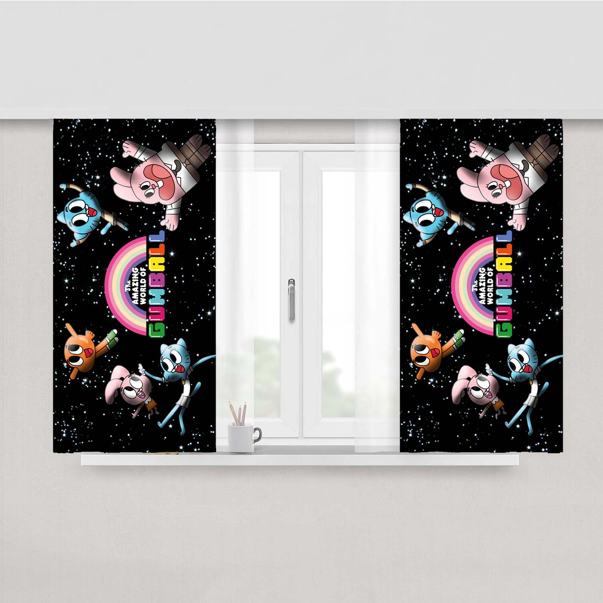 The Amazing World Of Gumball Galaxy Peach Skin Window Curtains