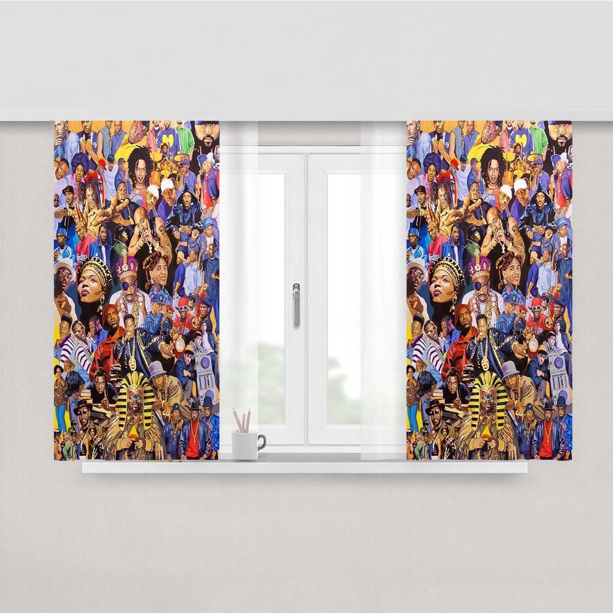The Art Of Hip Hop Peach Skin Window Curtains