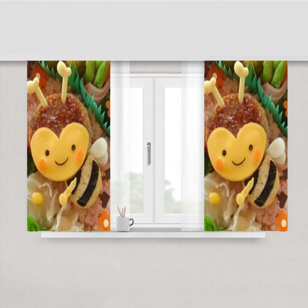 The Bee Bento Peach Skin Window Curtains