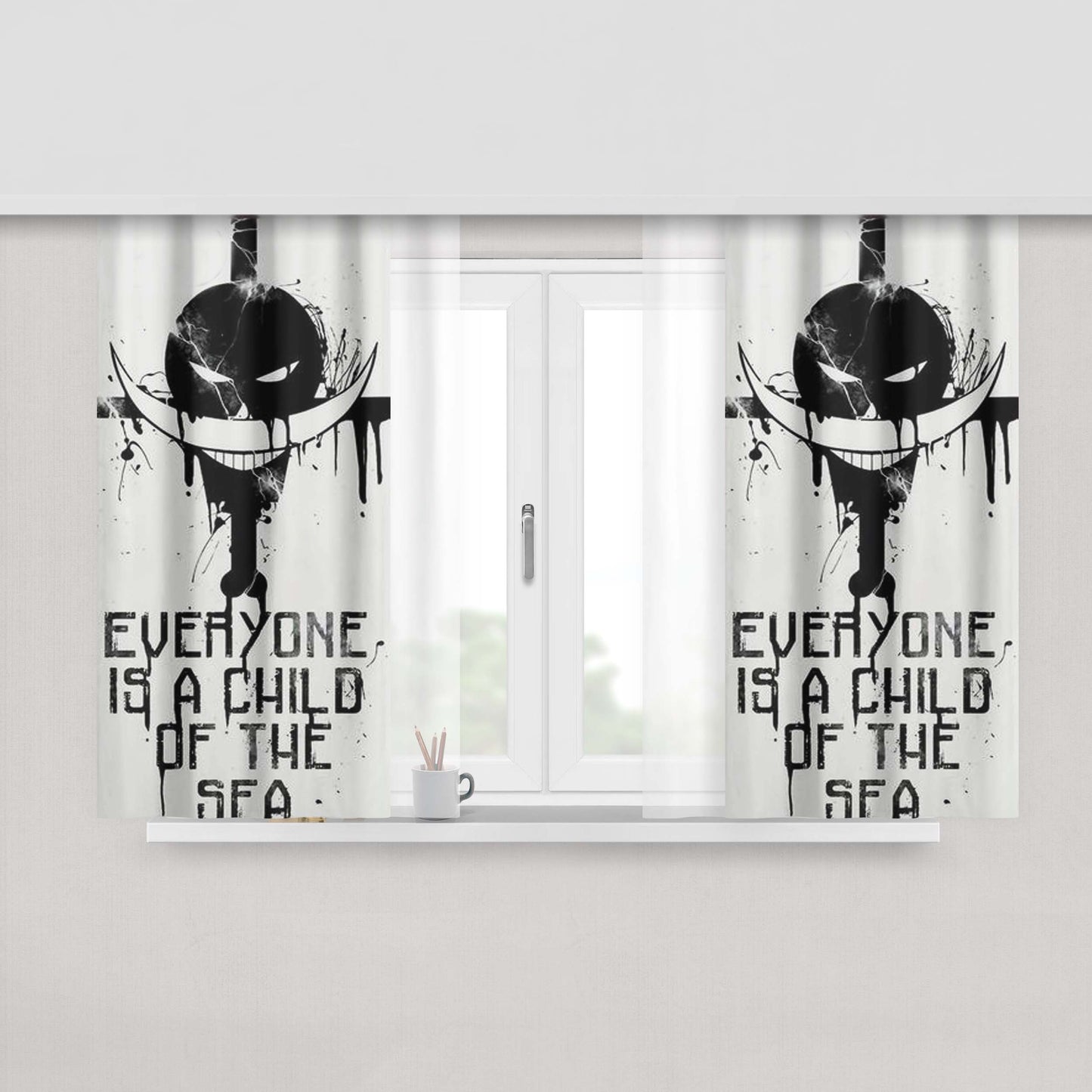 A Boy A Bear A Balloon Fabric Window Curtains