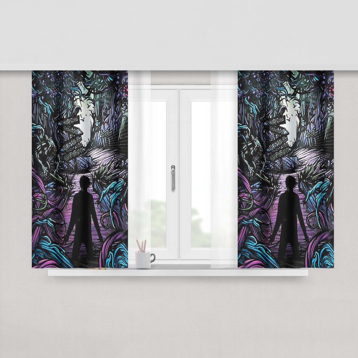 A Collection Of Planets In Space Fabric Window Curtains