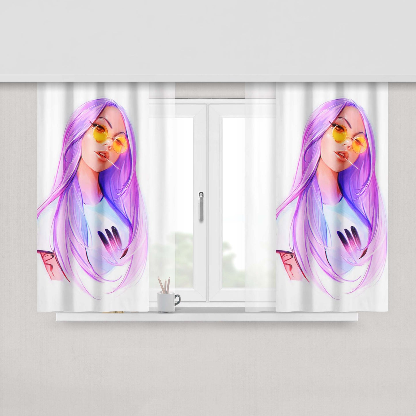 A Peculiar Moment Between Two Hunters Fabric Window Curtains