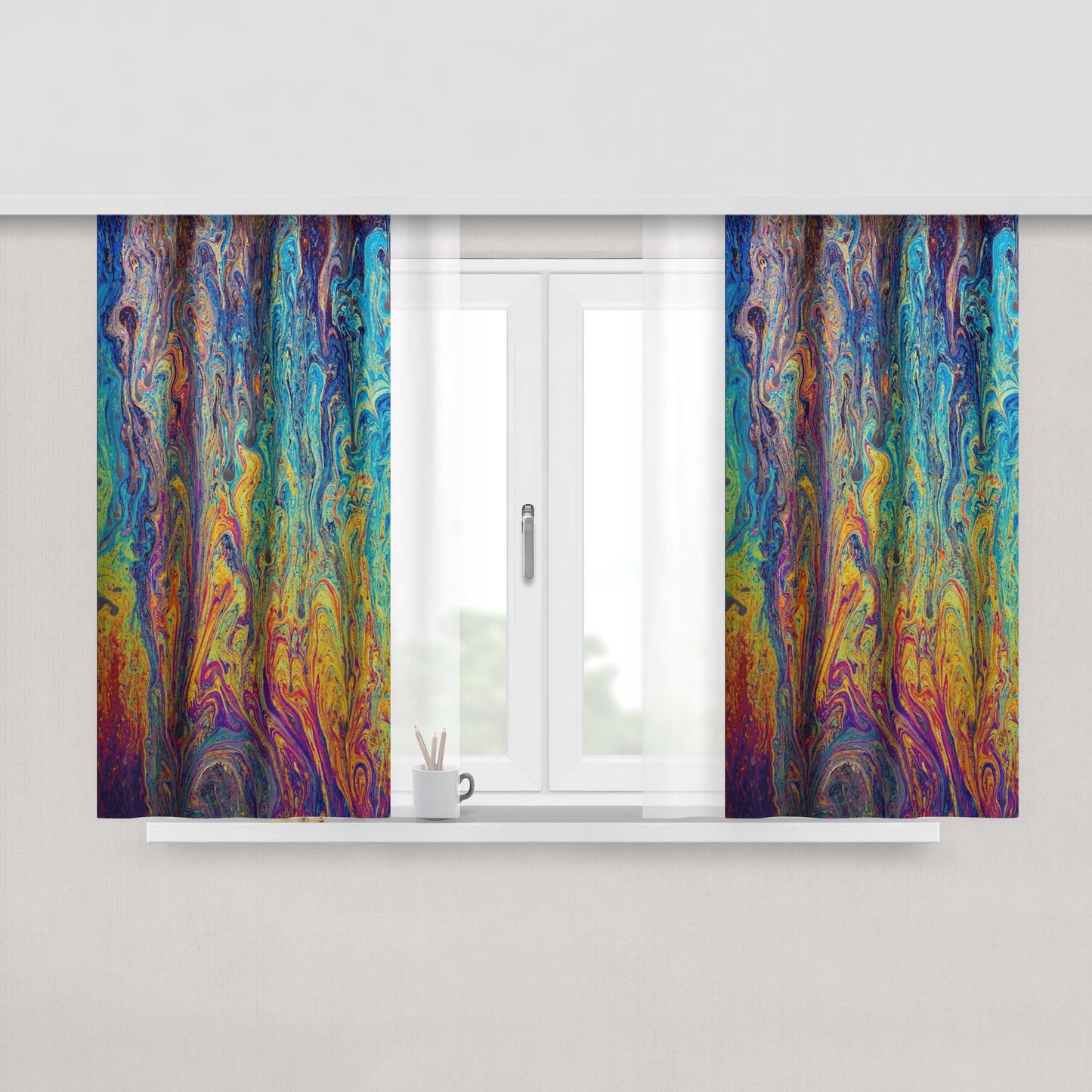 Abalone Shell Art Fabric Window Curtains