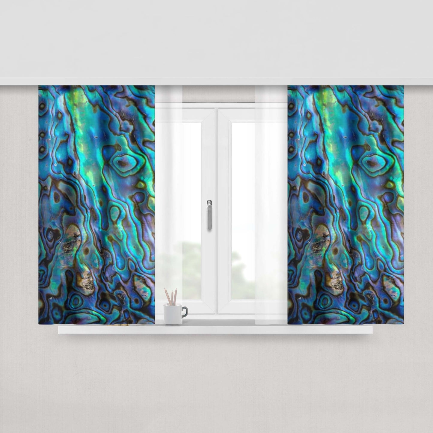 Abalone Shell Glowing Multicolor Fabric Window Curtains