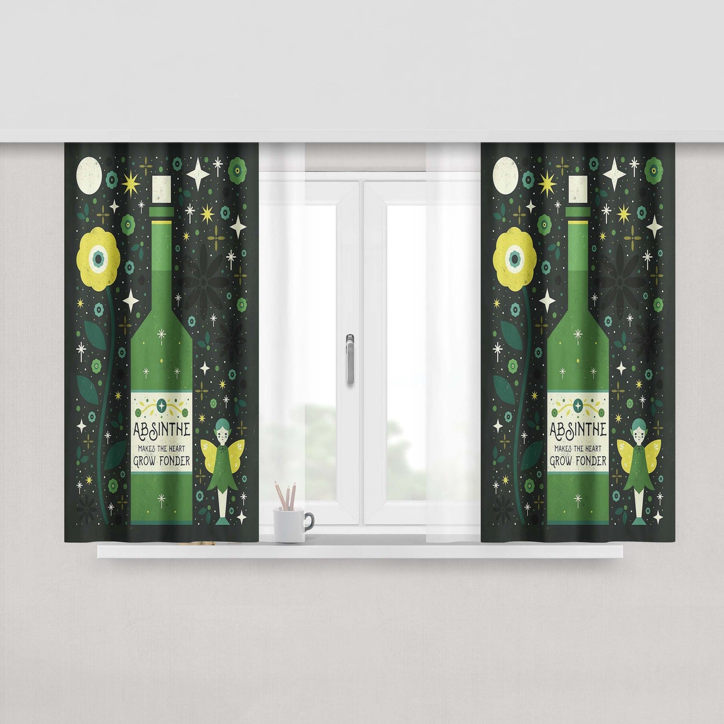 Absence Makes The Heart Grow Fonder Fabric Window Curtains