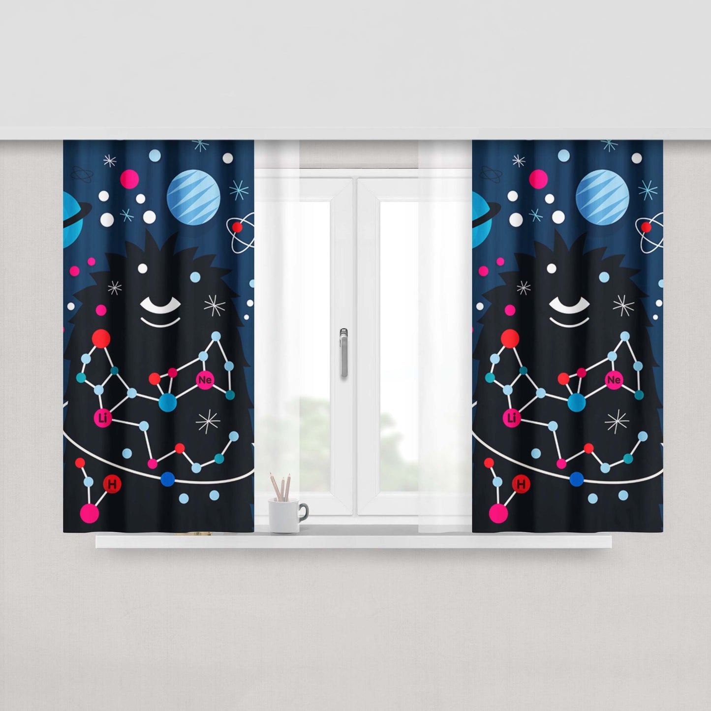 Abstrack Wolf Fabric Window Curtains