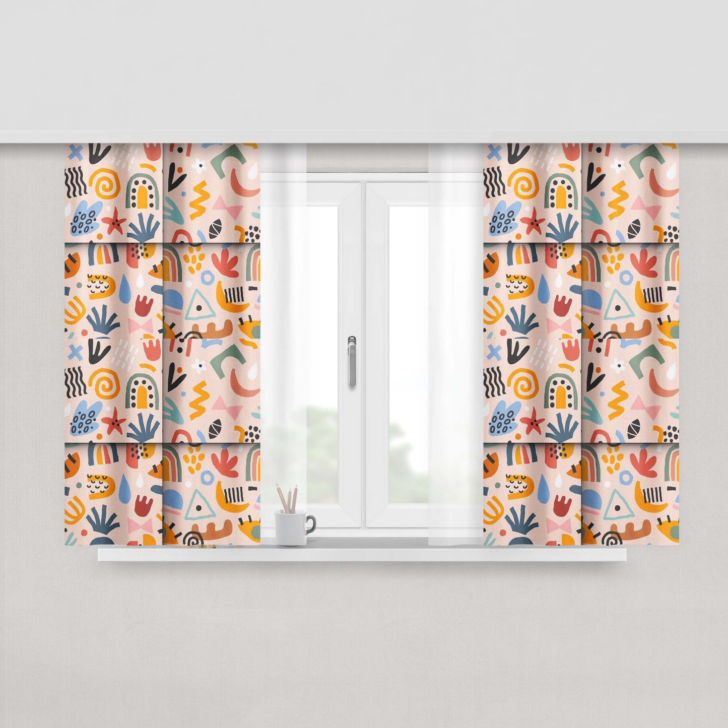 Abstract Flower Butterfly And Bugs Fabric Window Curtains