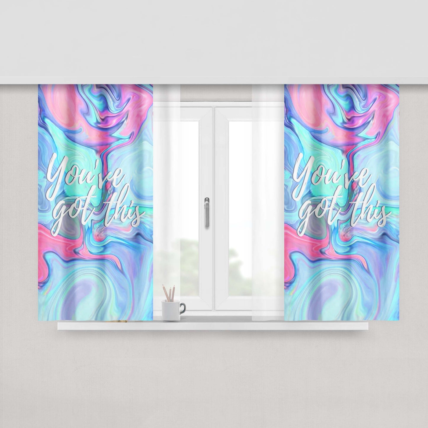 Abstract Lion Fabric Window Curtains