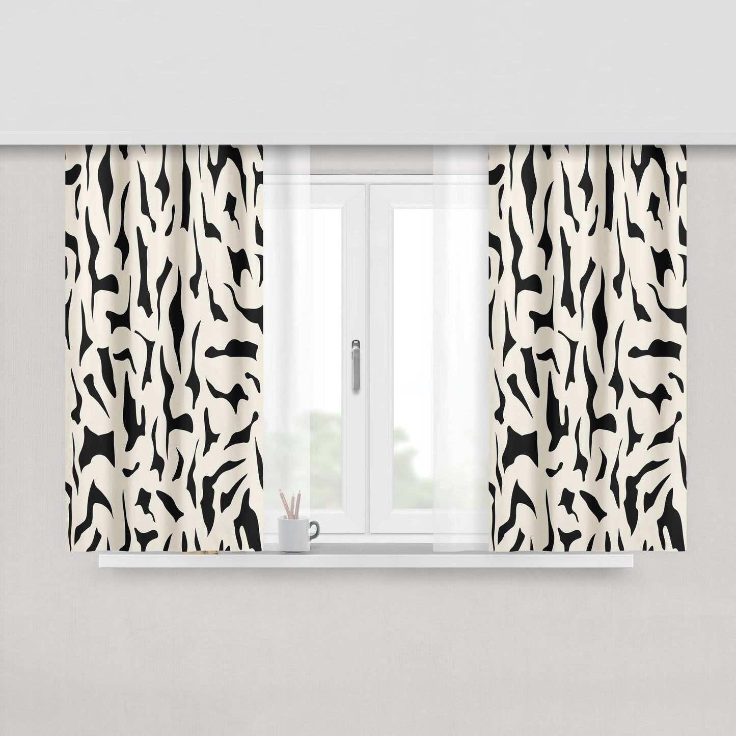 Abstract Natural Flower Fabric Window Curtains