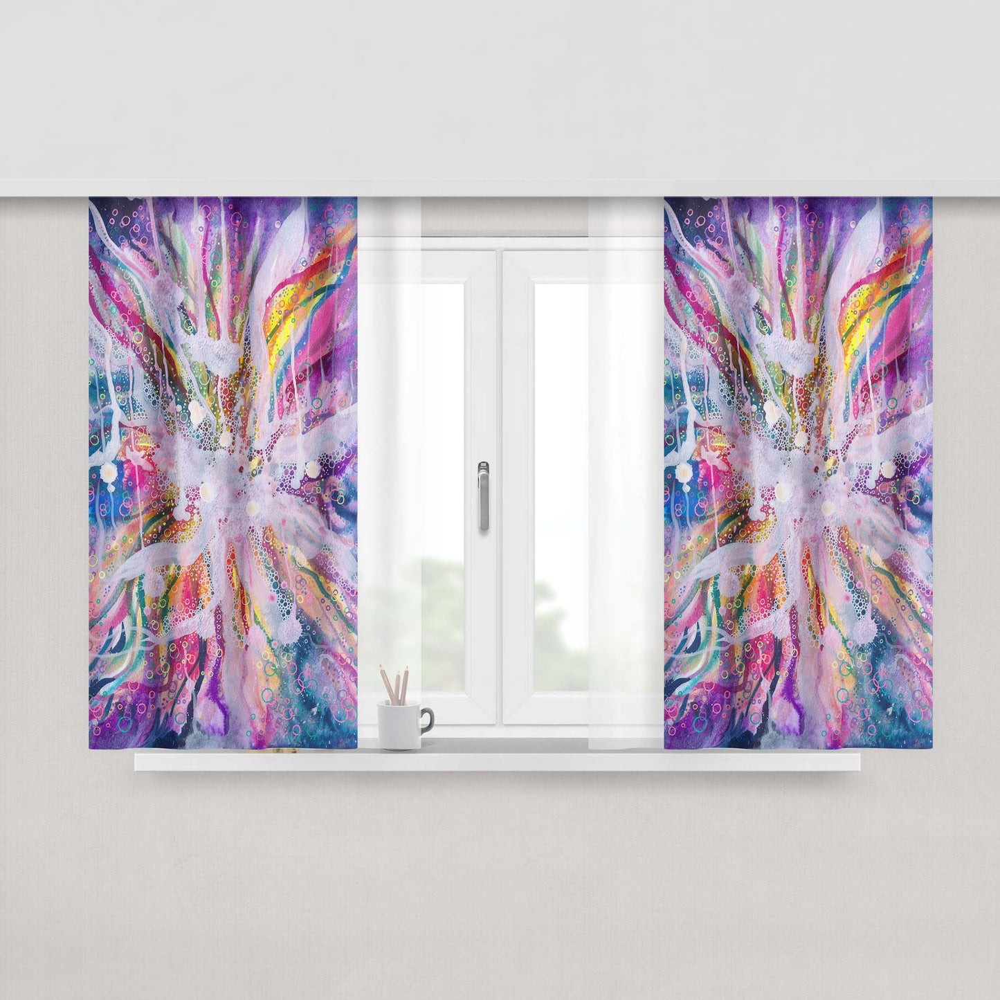 Abstract Organic Shapes Fabric Window Curtains